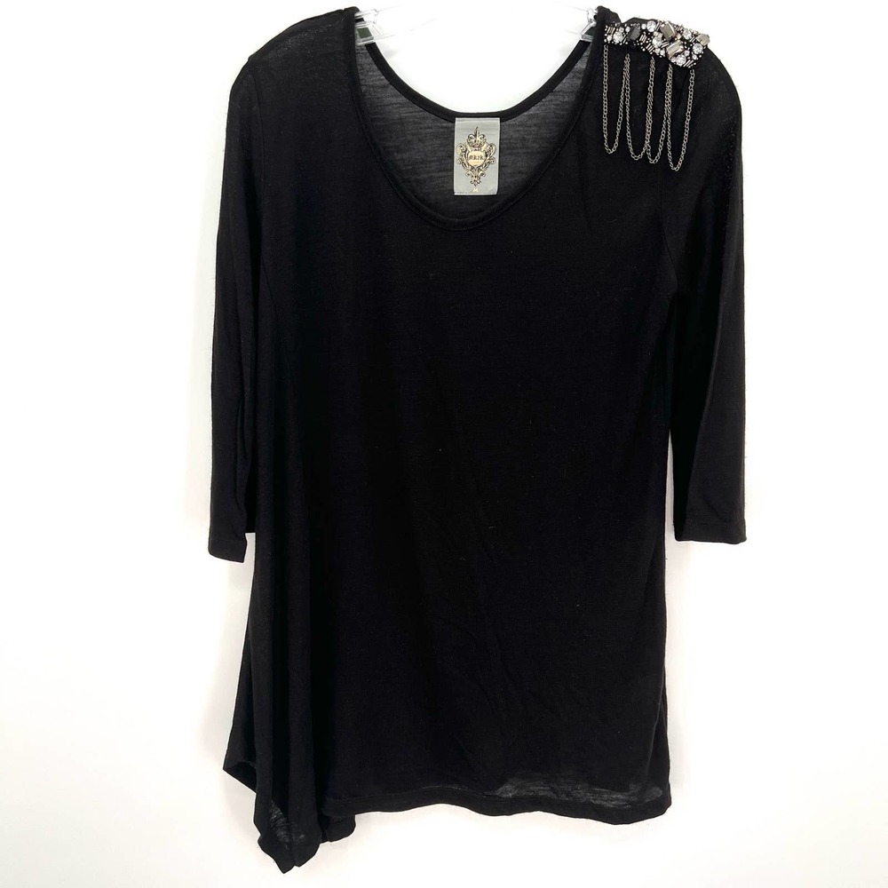 MK2K asymmetric beaded women’s wool blend top